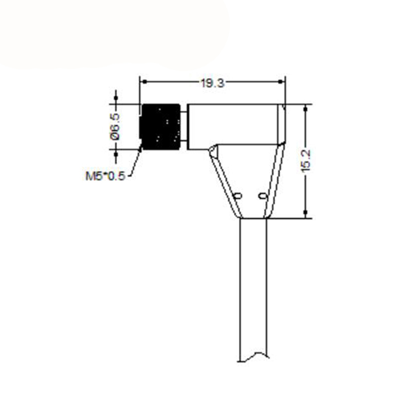 M5 4pins A code female right angle cable,unshielded,PVC,-40°C~+105°C,26AWG 0.14mm²,brass with nickel plated screw